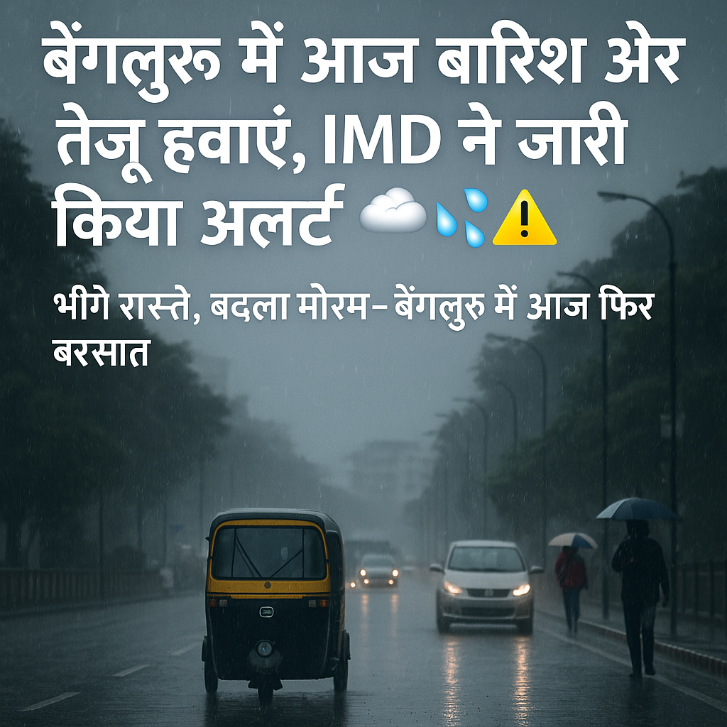 Bengaluru में बादलों भरी सुबह, आज भी बारिश और तेज़ हवाओं की संभावना: IMD की चेतावनी
